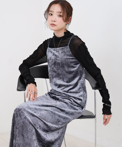 【S・Mサイズ展開】シアーベロアカップ付きキャミワンピース