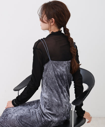 【S・Mサイズ展開】シアーベロアカップ付きキャミワンピース