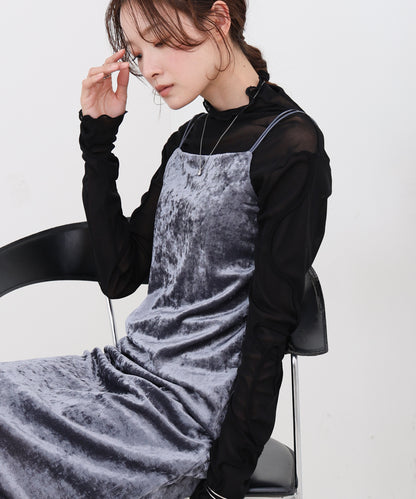 【S・Mサイズ展開】シアーベロアカップ付きキャミワンピース