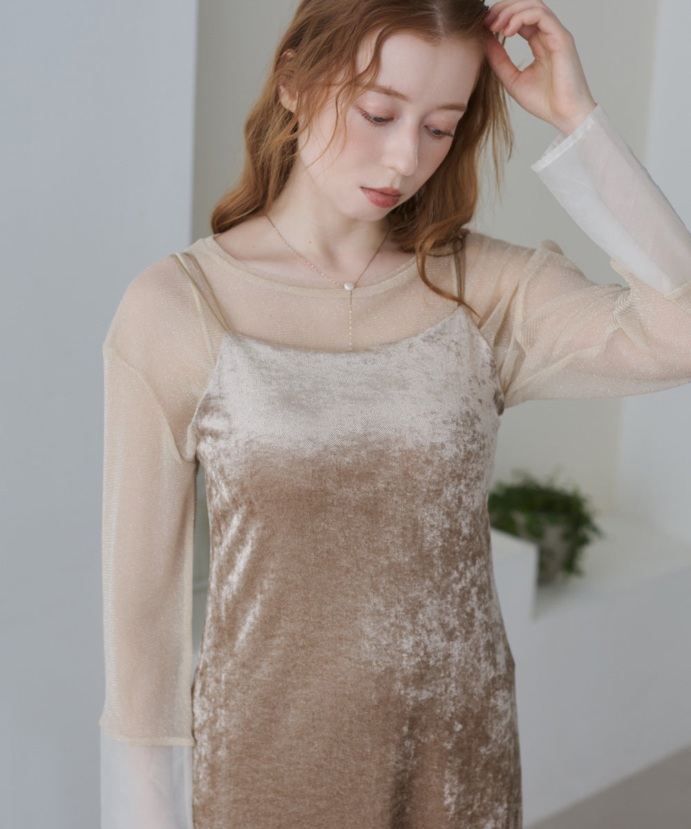 【S・Mサイズ展開】シアーベロアカップ付きキャミワンピース