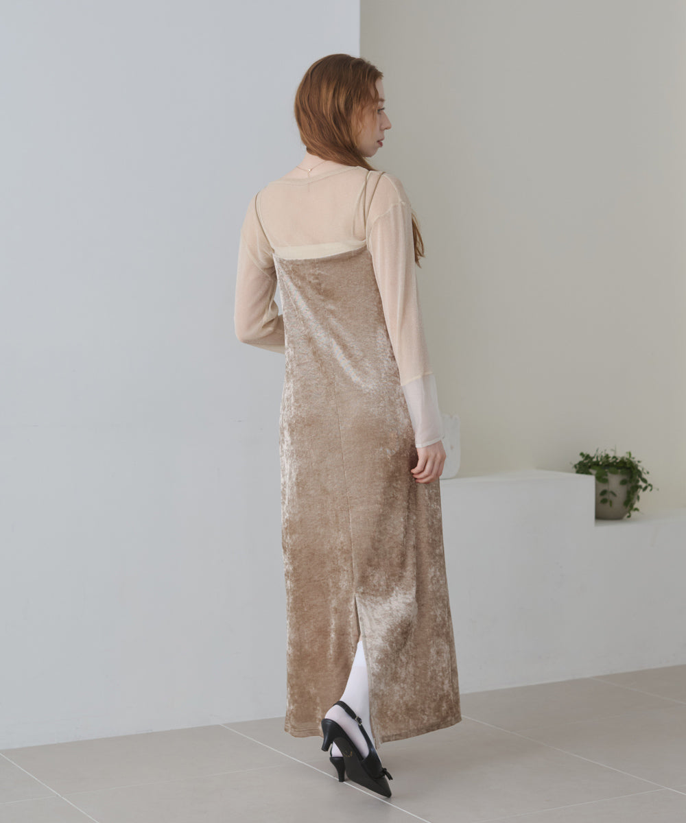 【S・Mサイズ展開】シアーベロアカップ付きキャミワンピース