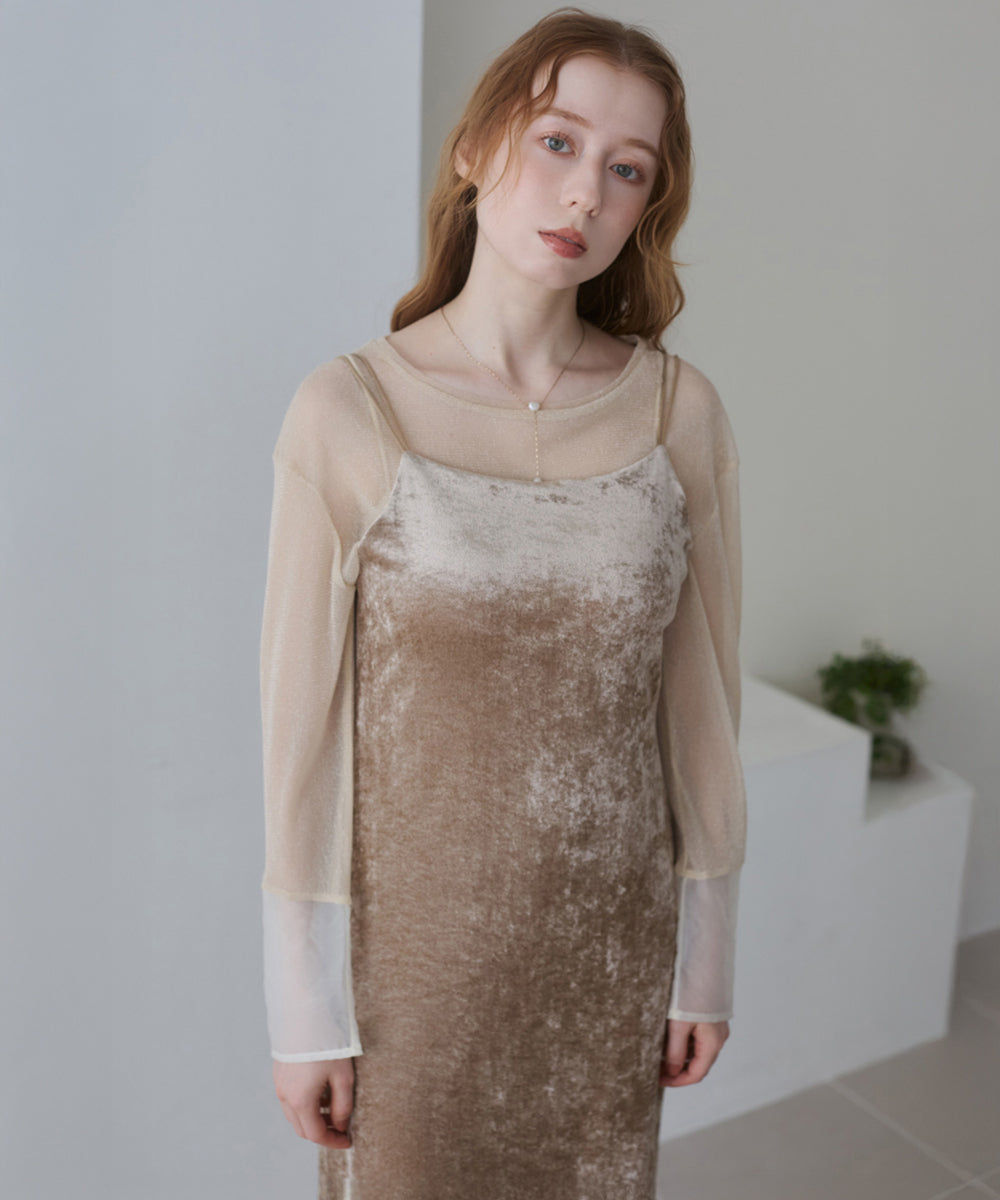 【S・Mサイズ展開】シアーベロアカップ付きキャミワンピース