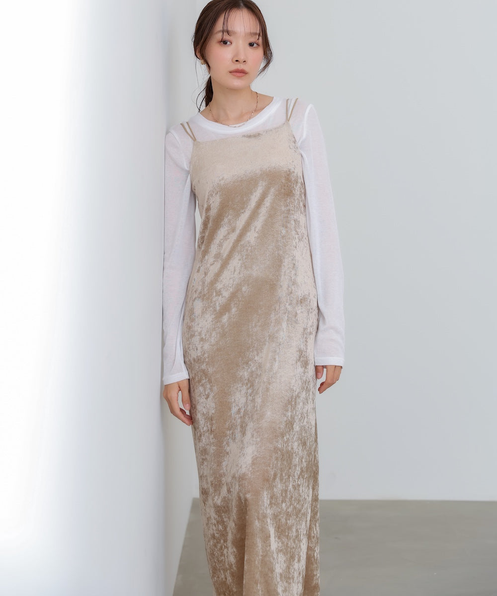 【S・Mサイズ展開】シアーベロアカップ付きキャミワンピース