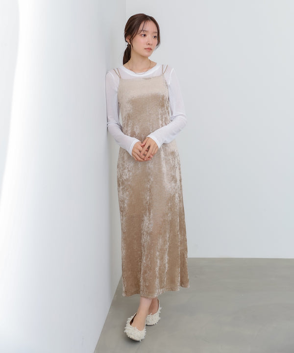 【S・Mサイズ展開】シアーベロアカップ付きキャミワンピース