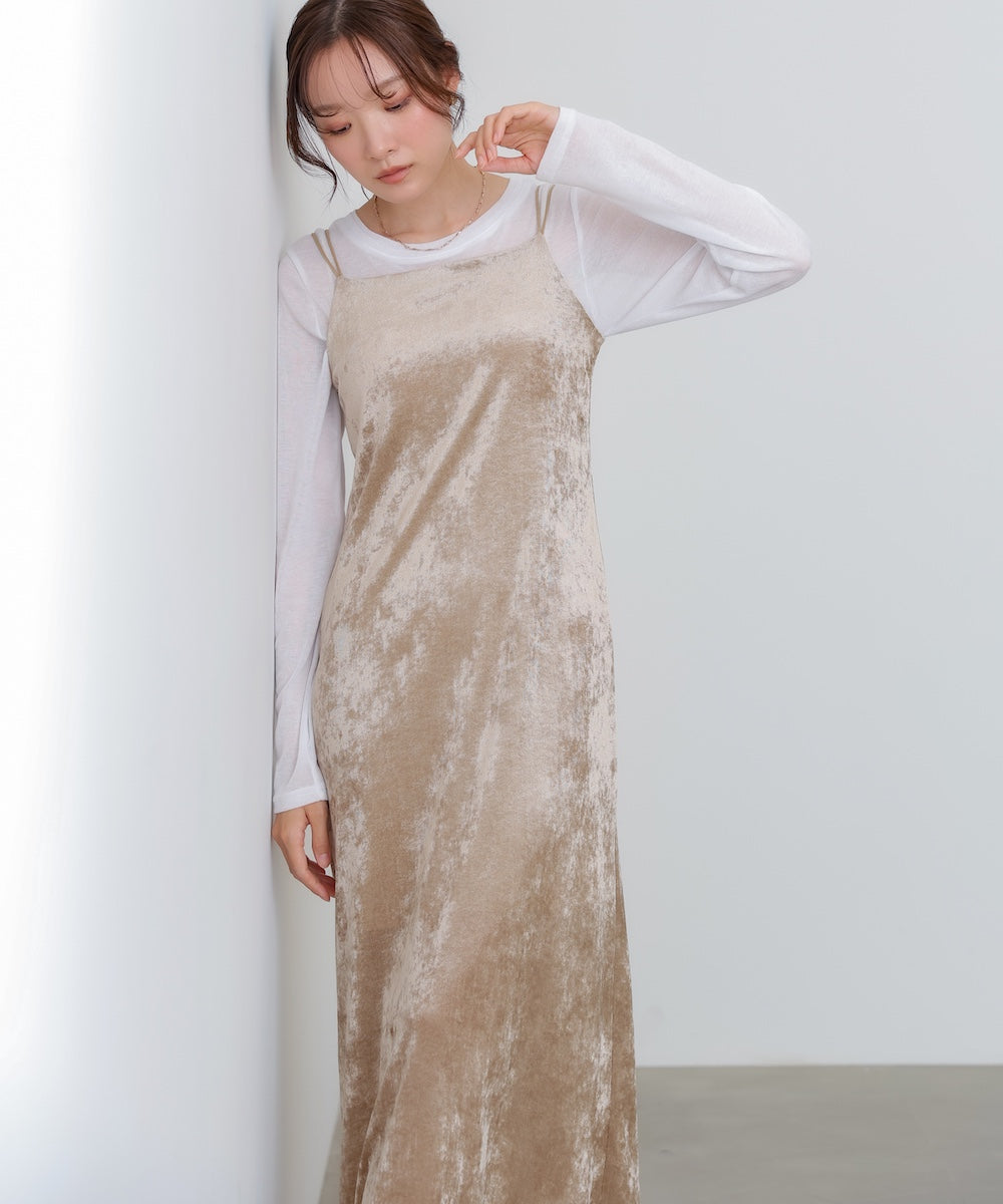 【S・Mサイズ展開】シアーベロアカップ付きキャミワンピース