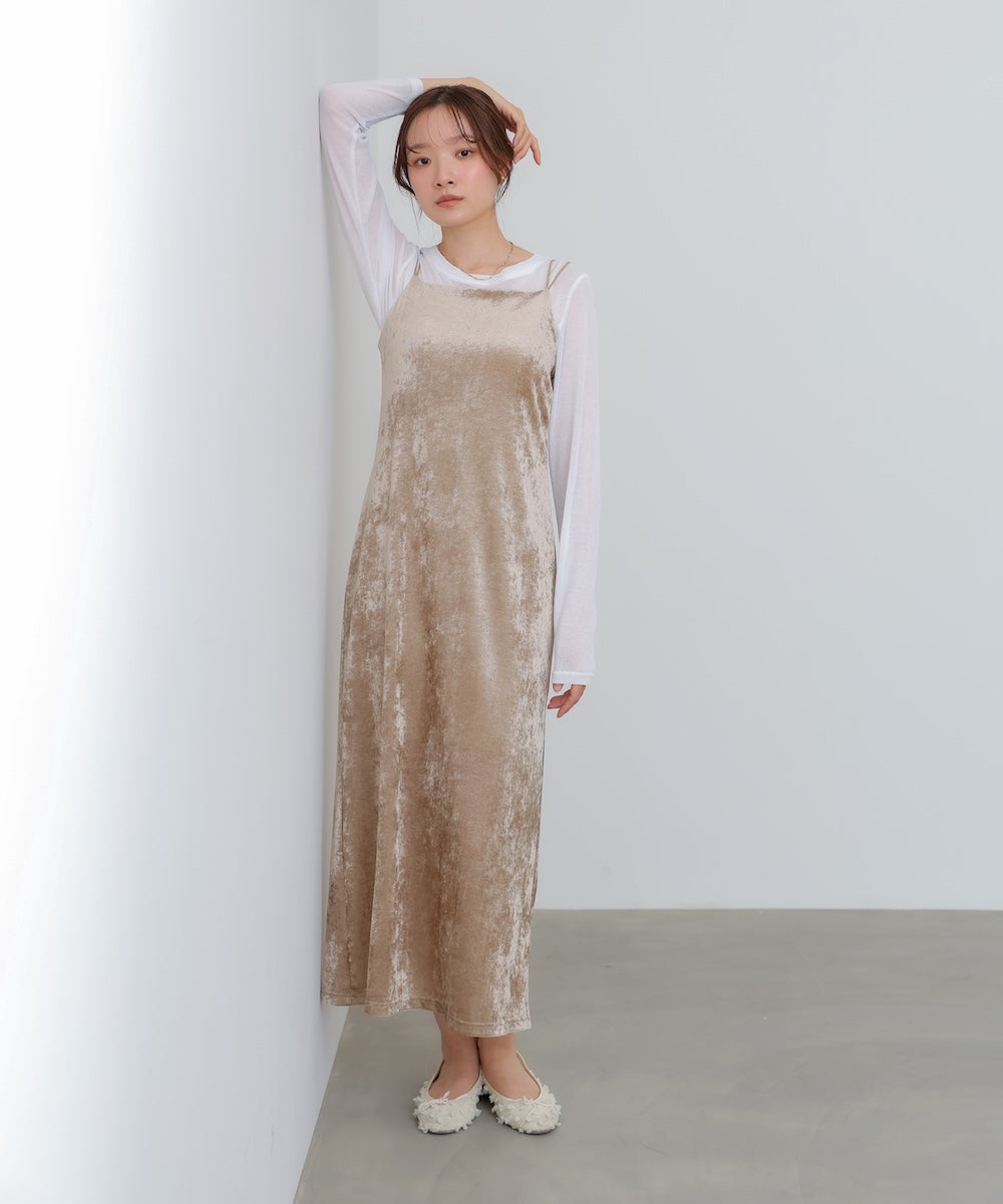 【S・Mサイズ展開】シアーベロアカップ付きキャミワンピース