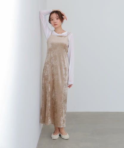 【S・Mサイズ展開】シアーベロアカップ付きキャミワンピース