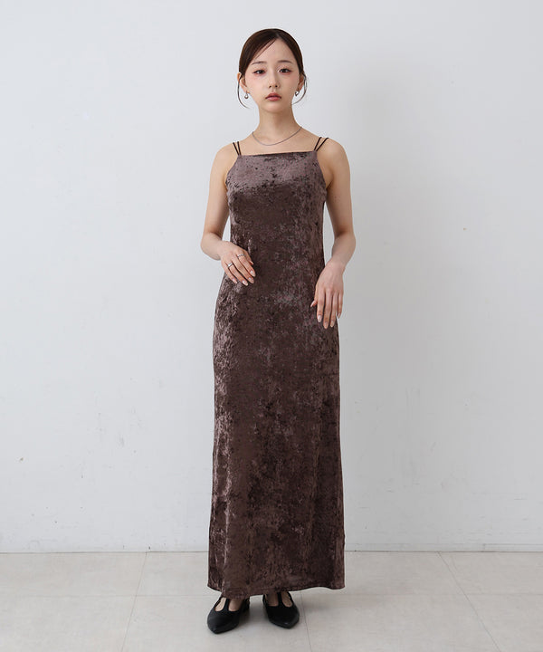 【S・Mサイズ展開】シアーベロアカップ付きキャミワンピース