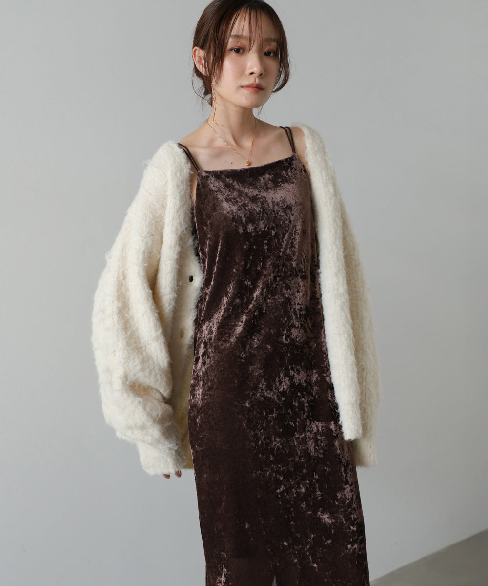 S・Mサイズ展開】シアーベロアカップ付きキャミワンピース – Bab