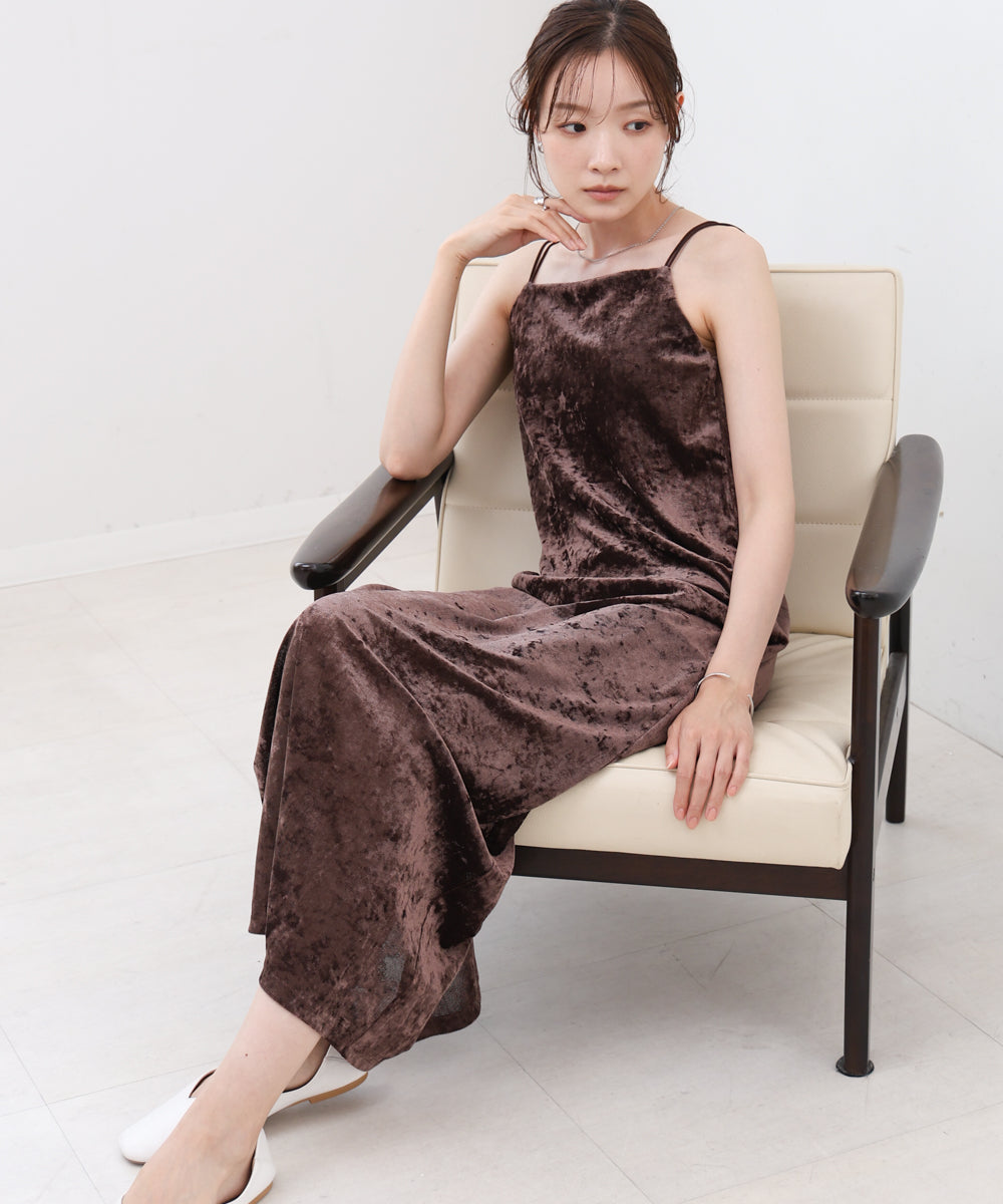【S・Mサイズ展開】シアーベロアカップ付きキャミワンピース