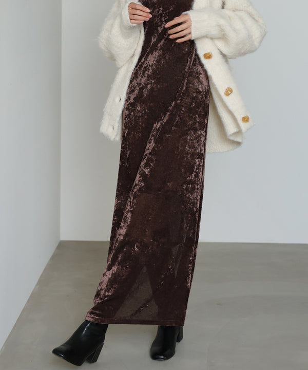 【S・Mサイズ展開】シアーベロアカップ付きキャミワンピース