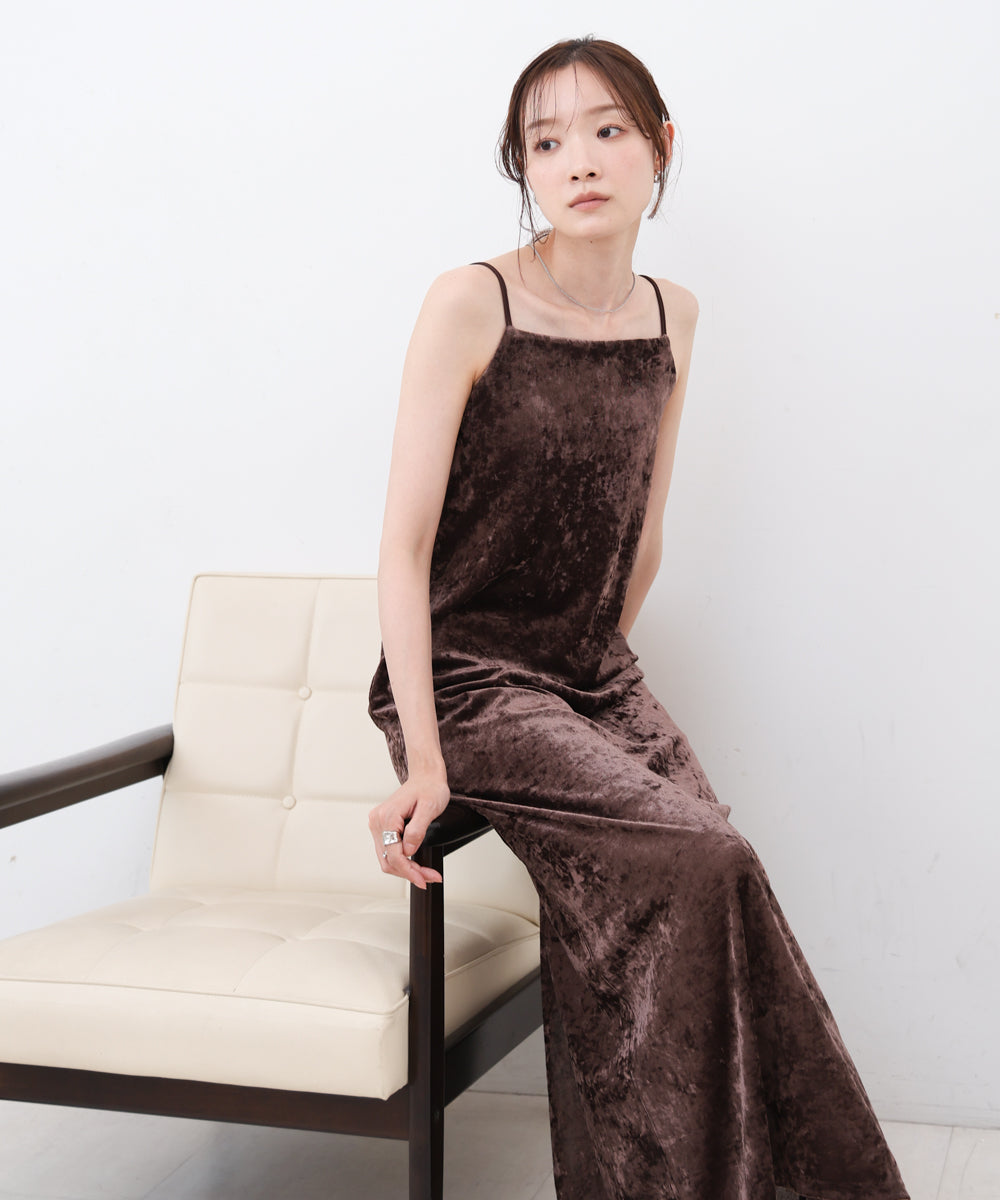 【S・Mサイズ展開】シアーベロアカップ付きキャミワンピース