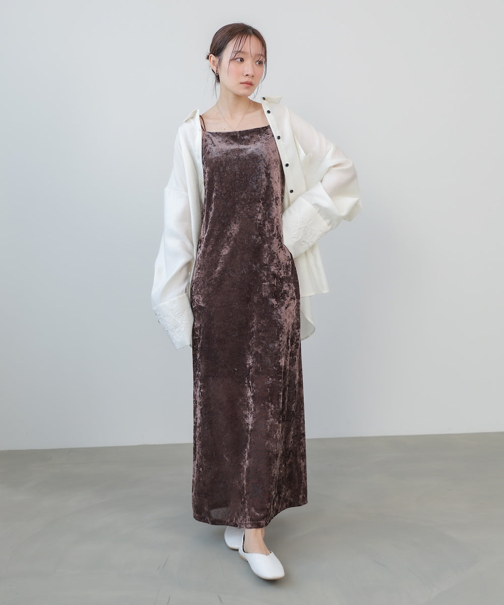 【S・Mサイズ展開】シアーベロアカップ付きキャミワンピース