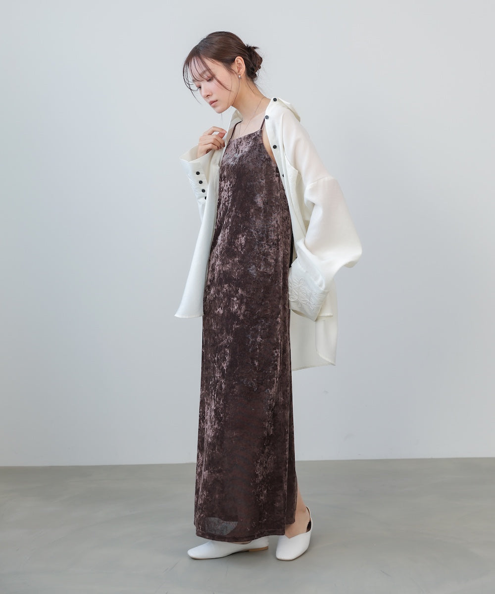 【S・Mサイズ展開】シアーベロアカップ付きキャミワンピース