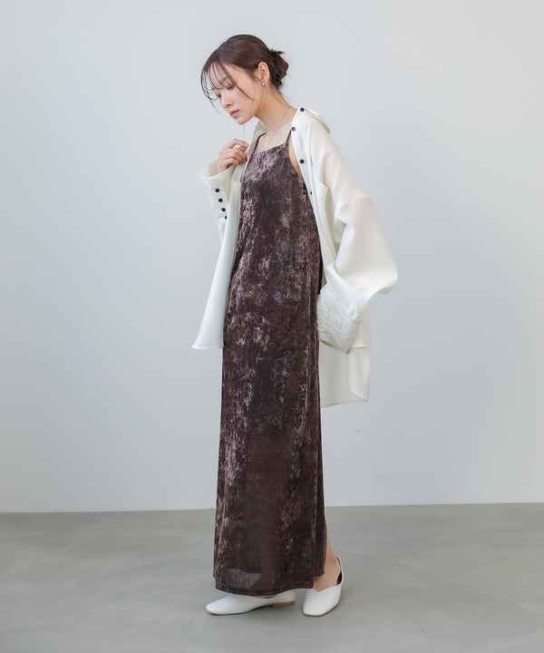 【S・Mサイズ展開】シアーベロアカップ付きキャミワンピース