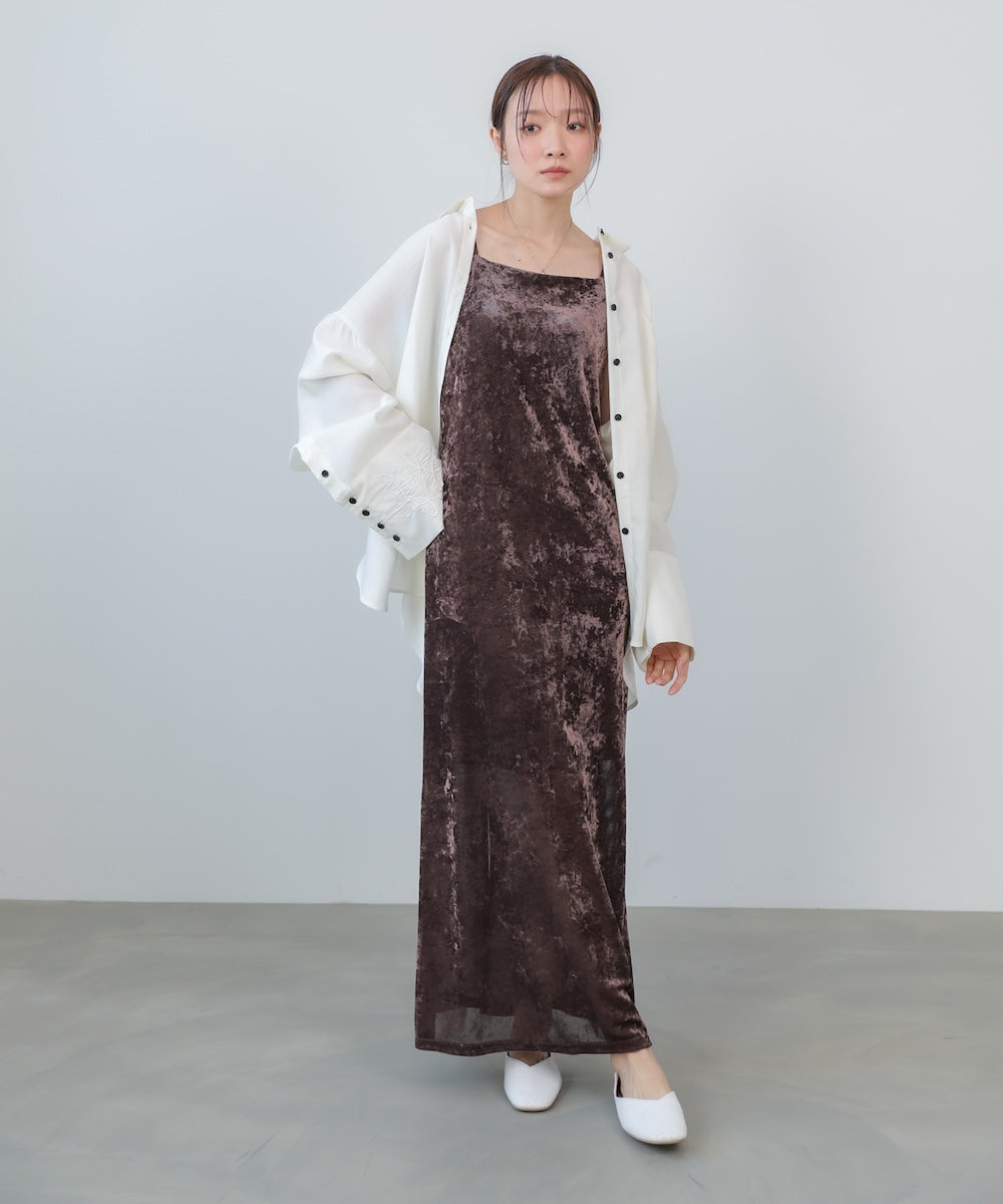 【S・Mサイズ展開】シアーベロアカップ付きキャミワンピース