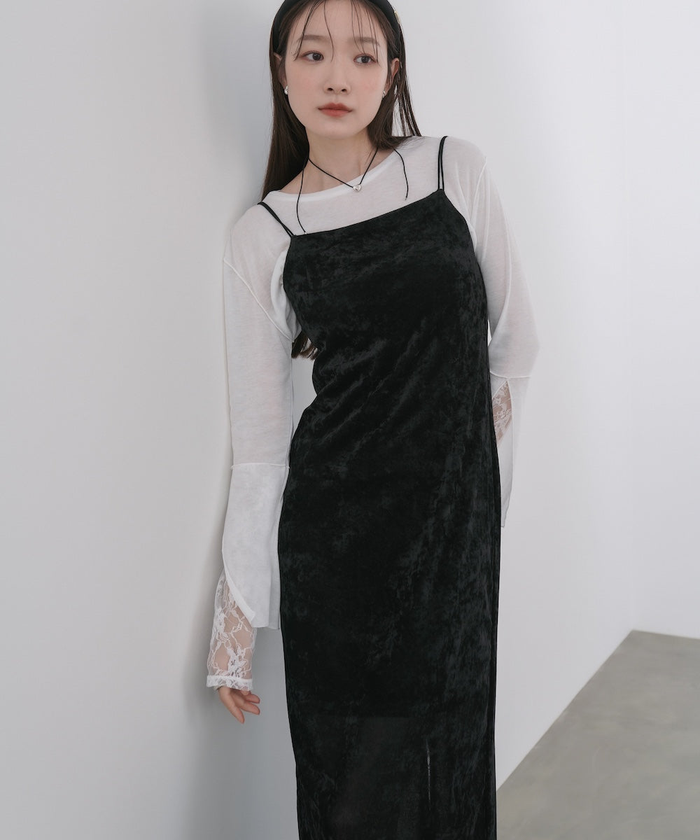 【S・Mサイズ展開】シアーベロアカップ付きキャミワンピース