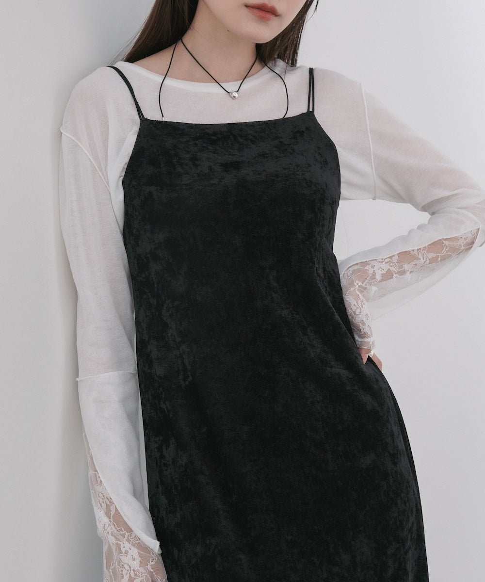 S・Mサイズ展開】シアーベロアカップ付きキャミワンピース – Bab