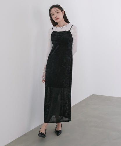 【S・Mサイズ展開】シアーベロアカップ付きキャミワンピース