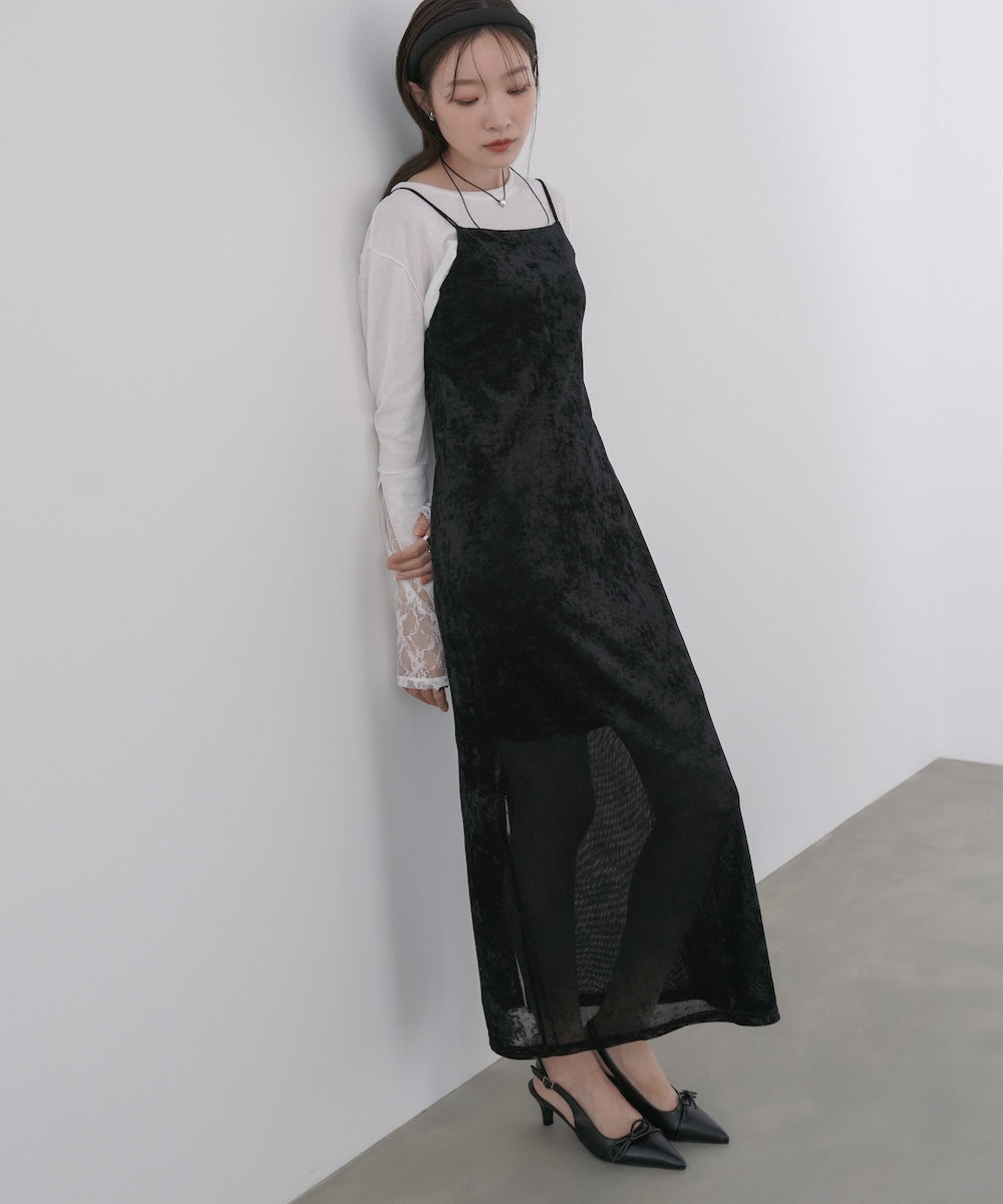 S・Mサイズ展開】シアーベロアカップ付きキャミワンピース – Bab