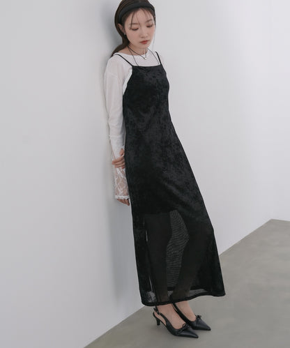 【S・Mサイズ展開】シアーベロアカップ付きキャミワンピース