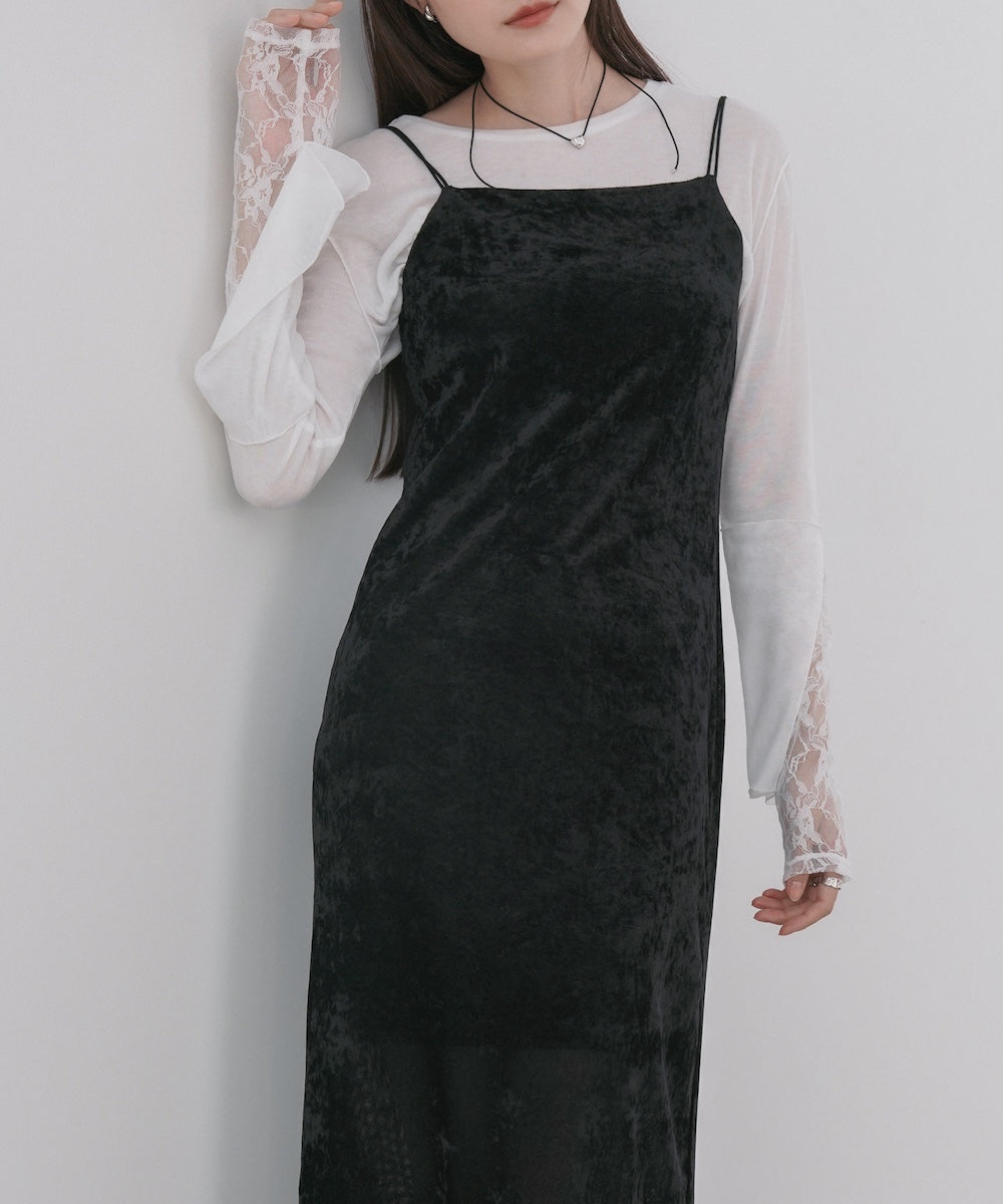 【S・Mサイズ展開】シアーベロアカップ付きキャミワンピース