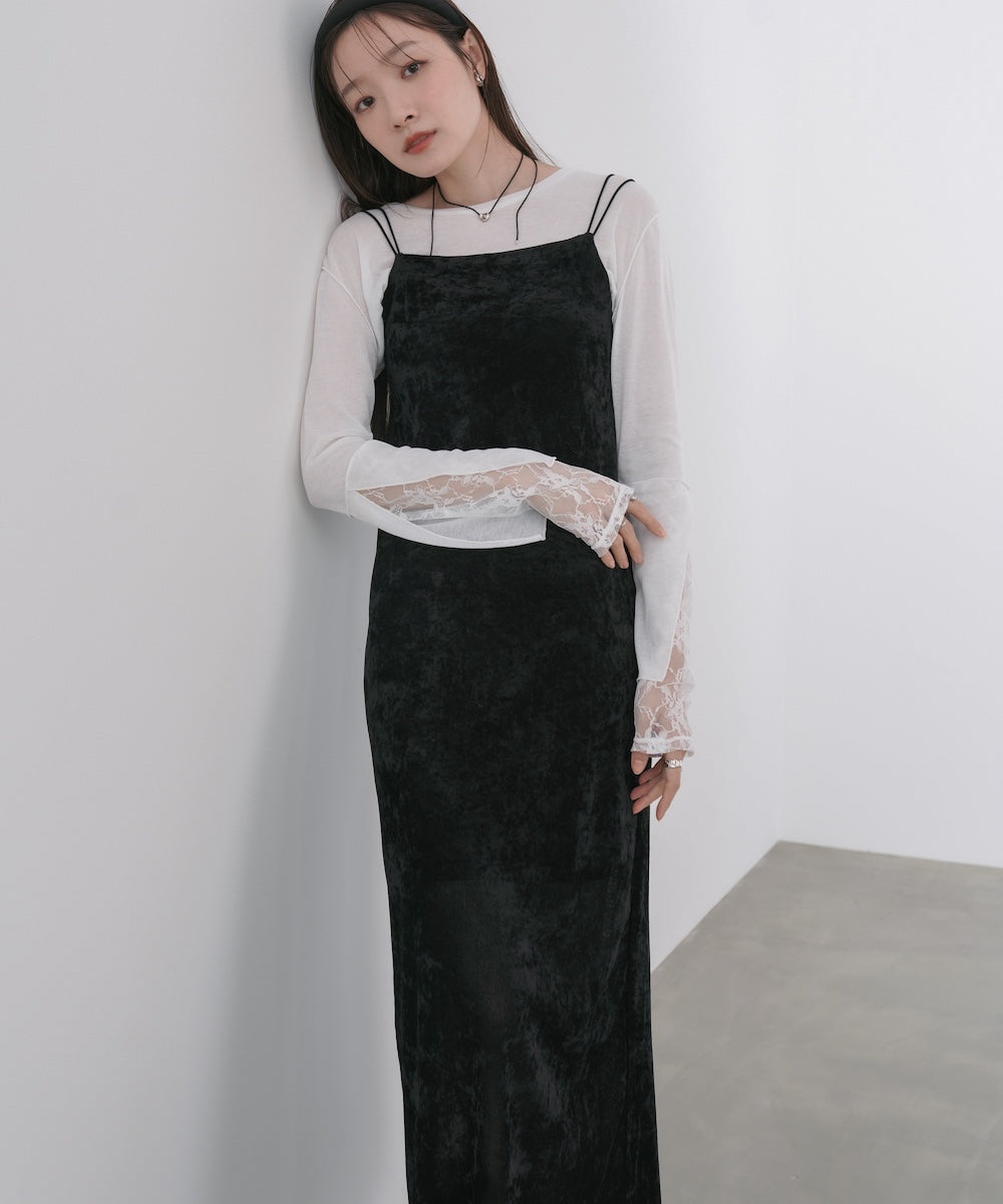 【S・Mサイズ展開】シアーベロアカップ付きキャミワンピース