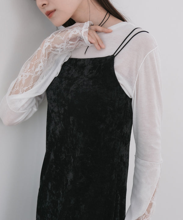 【S・Mサイズ展開】シアーベロアカップ付きキャミワンピース