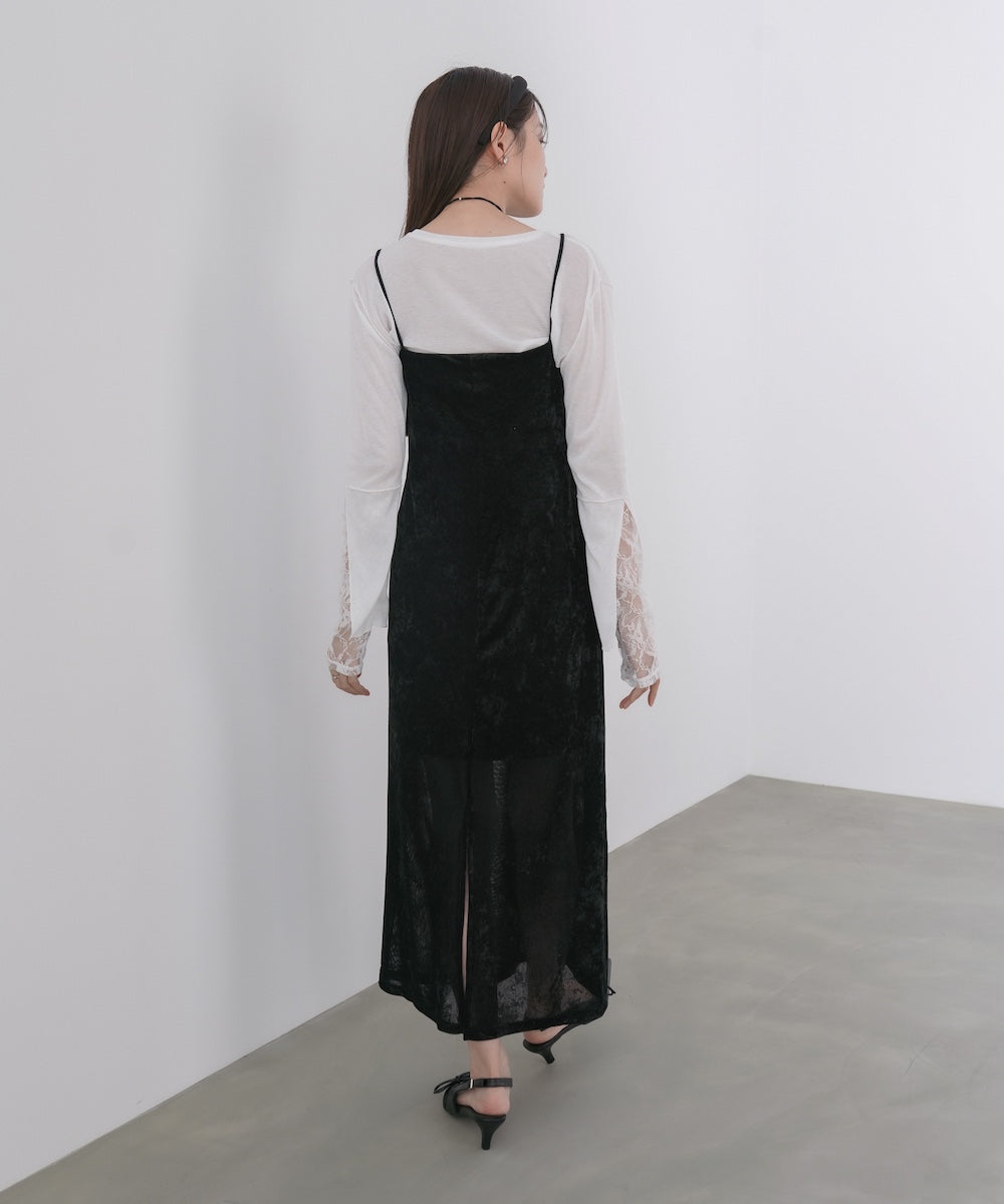 【S・Mサイズ展開】シアーベロアカップ付きキャミワンピース