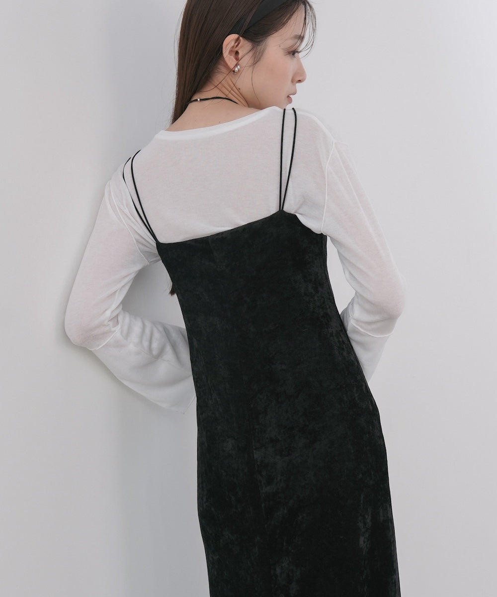 【S・Mサイズ展開】シアーベロアカップ付きキャミワンピース