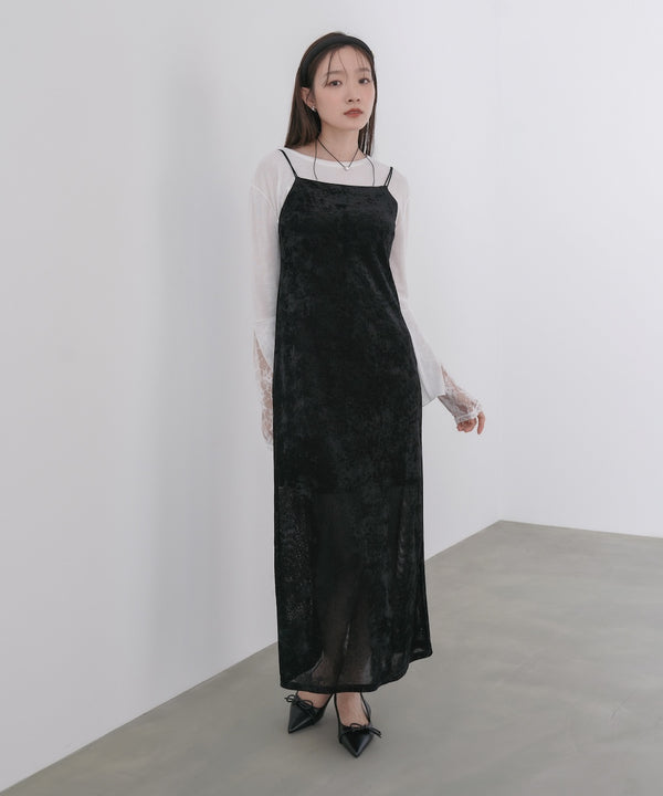 【S・Mサイズ展開】シアーベロアカップ付きキャミワンピース