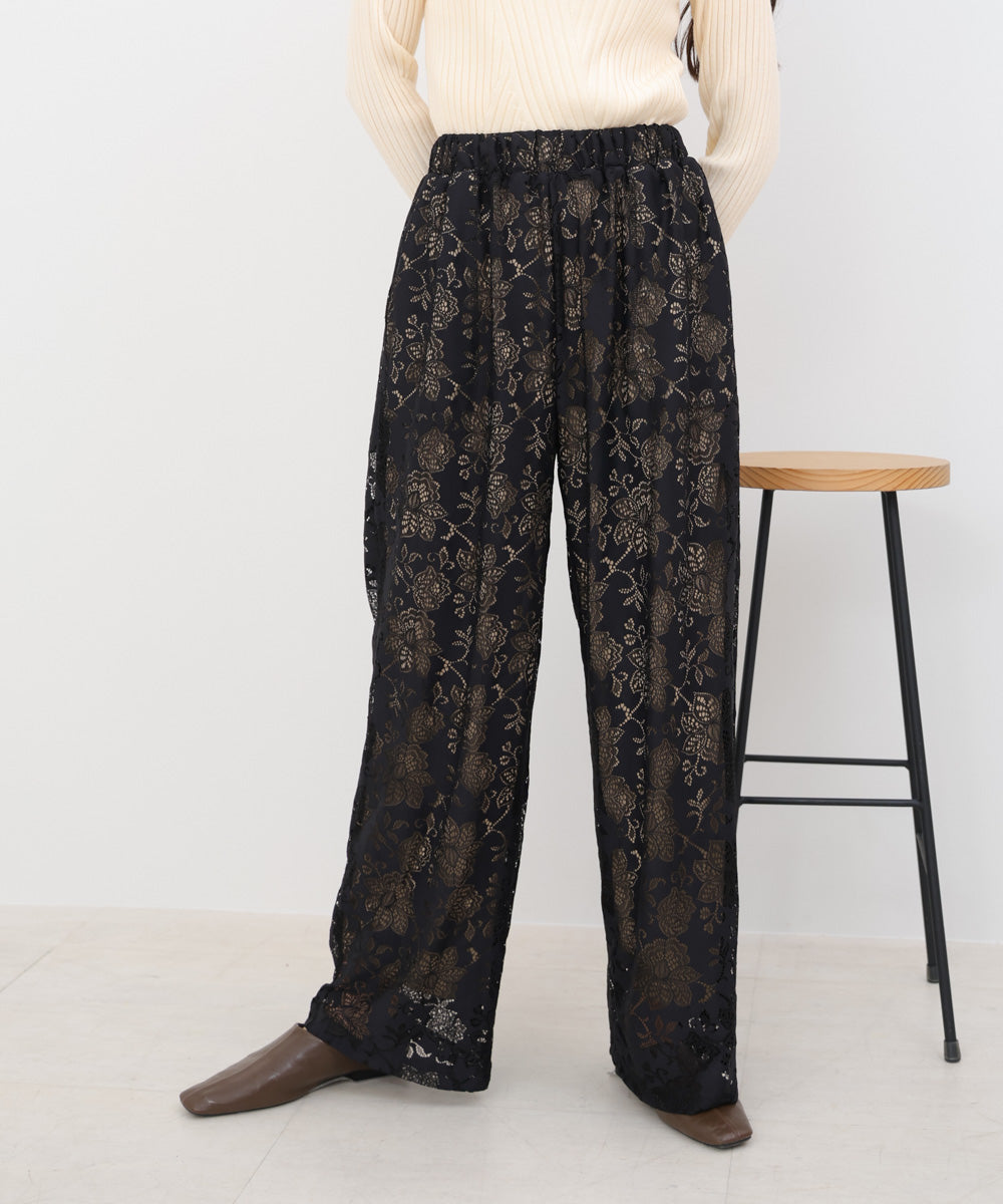 【S・Mサイズ展開】フラワーレースリラックスパンツ