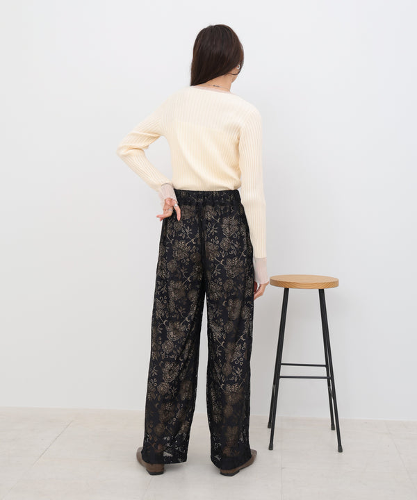 【S・Mサイズ展開】フラワーレースリラックスパンツ