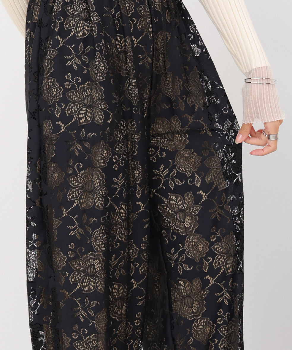 【S・Mサイズ展開】フラワーレースリラックスパンツ