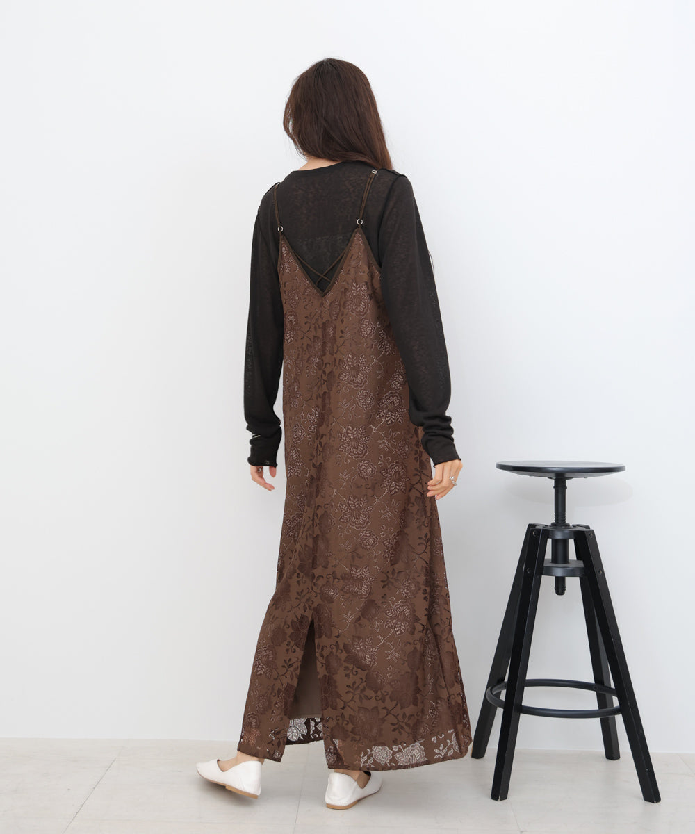 【S・Mサイズ展開】フラワーレースＩラインキャミワンピース