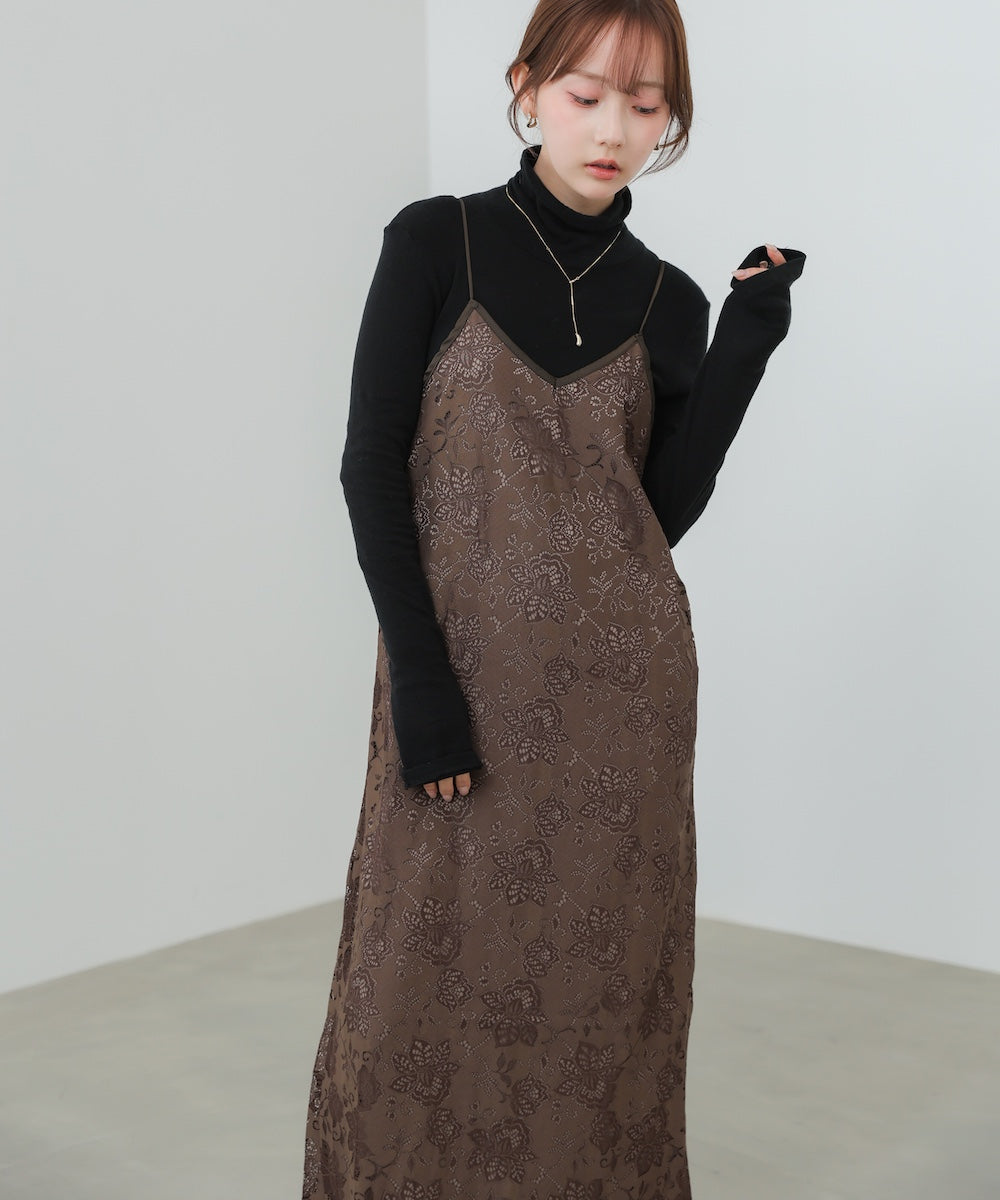 【S・Mサイズ展開】フラワーレースＩラインキャミワンピース