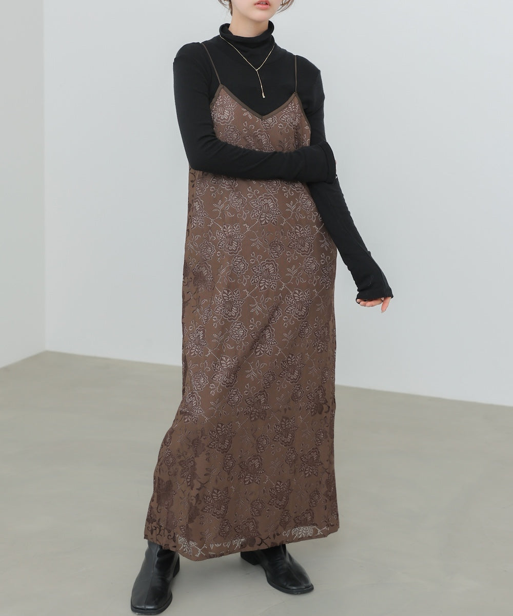【S・Mサイズ展開】フラワーレースＩラインキャミワンピース