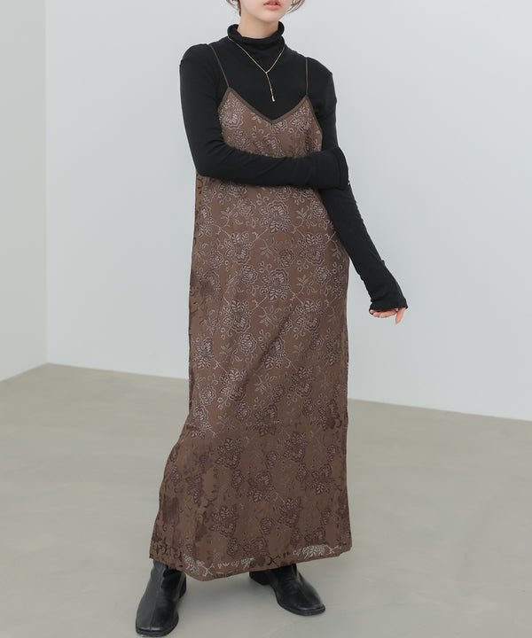 【S・Mサイズ展開】フラワーレースＩラインキャミワンピース