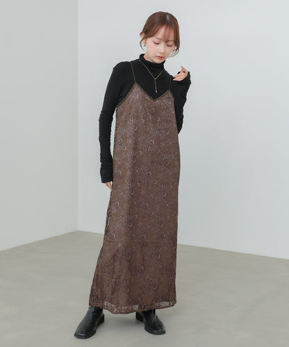 【S・Mサイズ展開】フラワーレースＩラインキャミワンピース