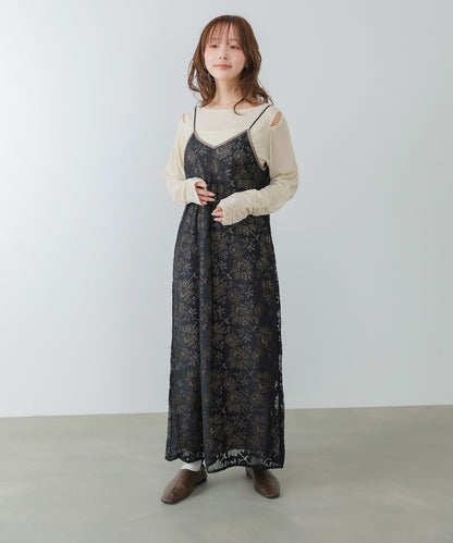 【S・Mサイズ展開】フラワーレースＩラインキャミワンピース