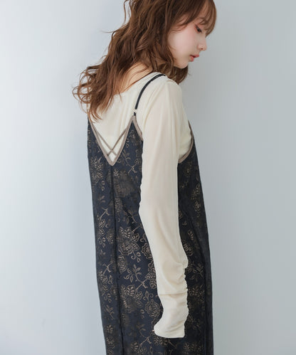 【S・Mサイズ展開】フラワーレースＩラインキャミワンピース