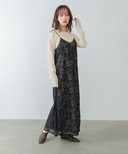 【S・Mサイズ展開】フラワーレースＩラインキャミワンピース