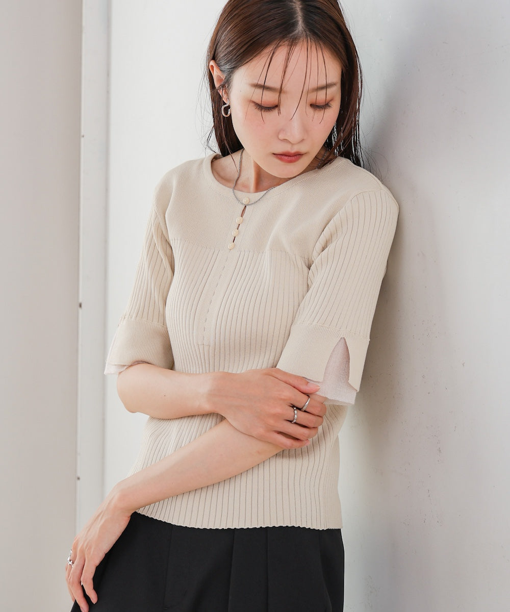 前後2WAYホールデザインニットトップス