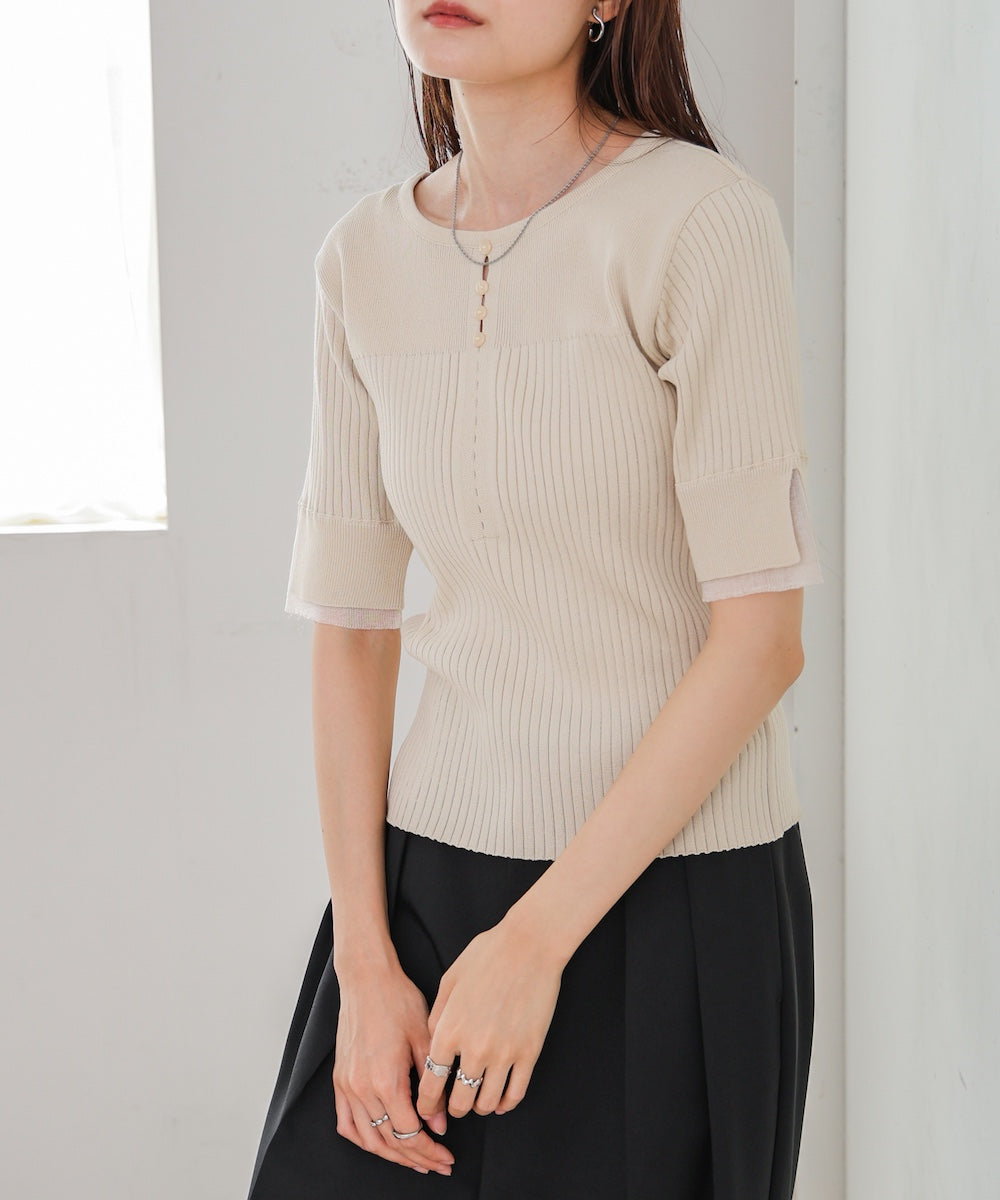 前後2WAYホールデザインニットトップス