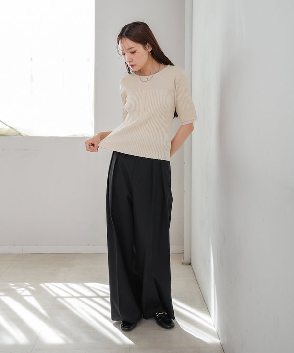 前後2WAYホールデザインニットトップス