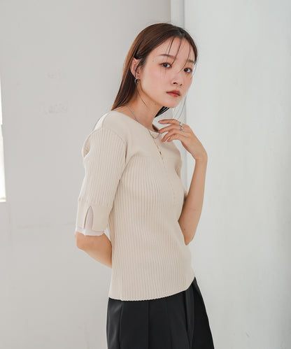 前後2WAYホールデザインニットトップス