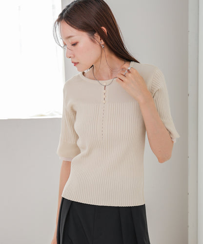 前後2WAYホールデザインニットトップス