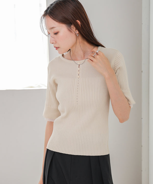 前後2WAYホールデザインニットトップス