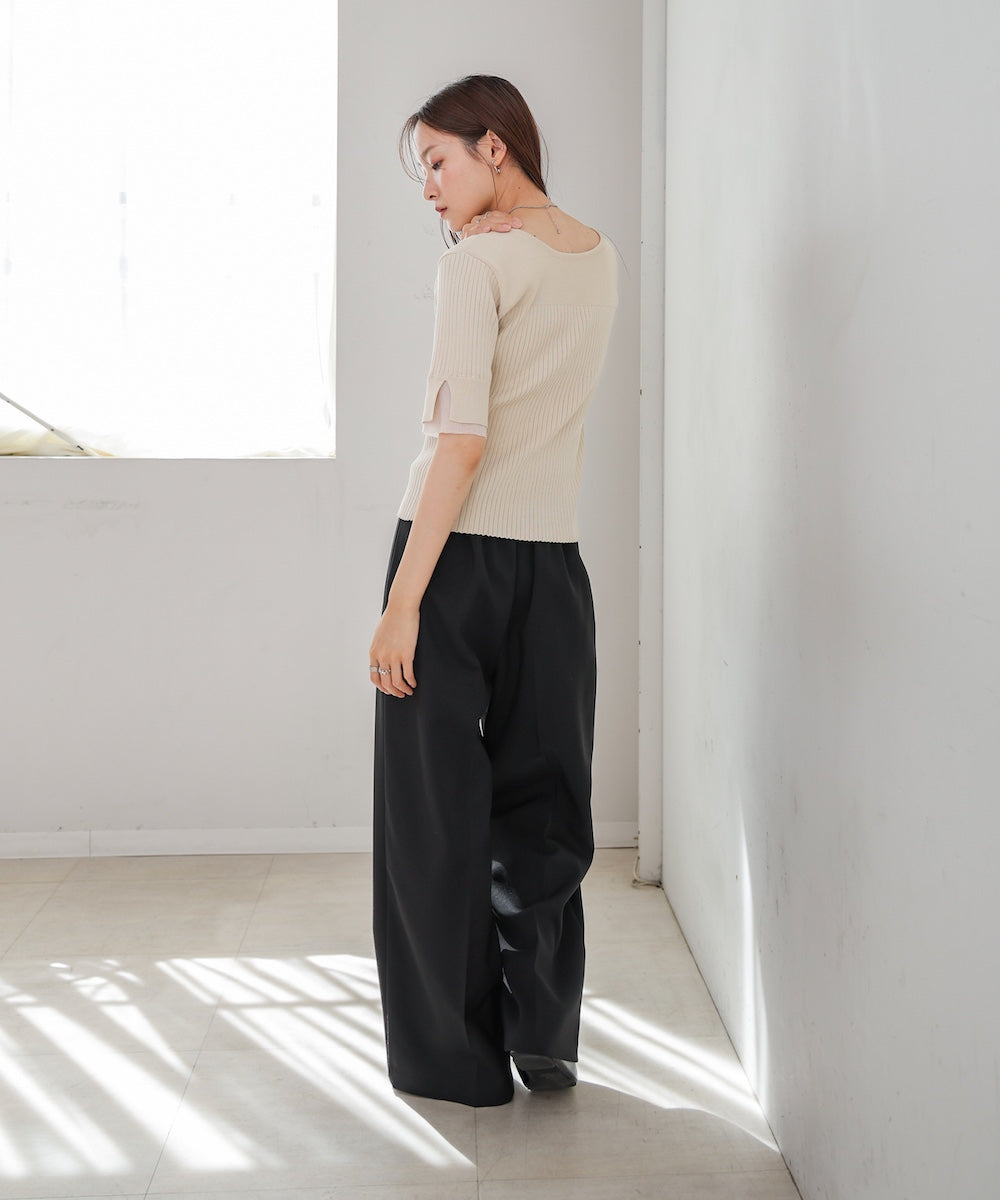 前後2WAYホールデザインニットトップス