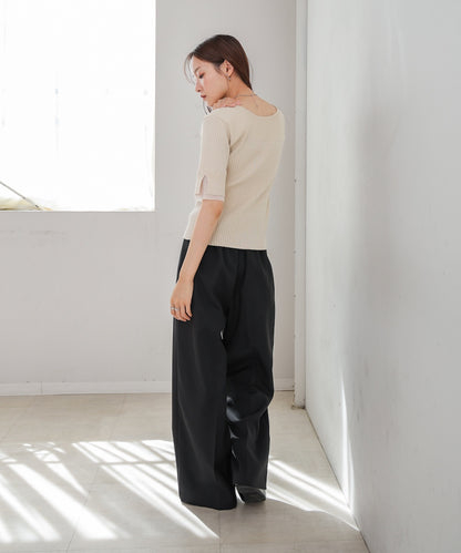 前後2WAYホールデザインニットトップス